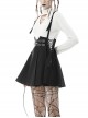 Punk Style Cool Double Row Belt Versatile For Daily Wear Black Cross Strap Pleated Dress