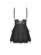Punk Style Cool Double Row Belt Versatile For Daily Wear Black Cross Strap Pleated Dress