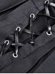 Punk Style Cool Double Row Belt Versatile For Daily Wear Black Cross Strap Pleated Dress