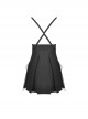 Punk Style Cool Double Row Belt Versatile For Daily Wear Black Cross Strap Pleated Dress