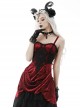 Gothic Style Luxury Velvet Black Lace Embroidery Embellished Vintage Wine Red Suspender Tube Top Dress