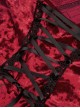 Gothic Style Luxury Velvet Black Lace Embroidery Embellished Vintage Wine Red Suspender Tube Top Dress