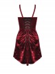 Gothic Style Luxury Velvet Black Lace Embroidery Embellished Vintage Wine Red Suspender Tube Top Dress