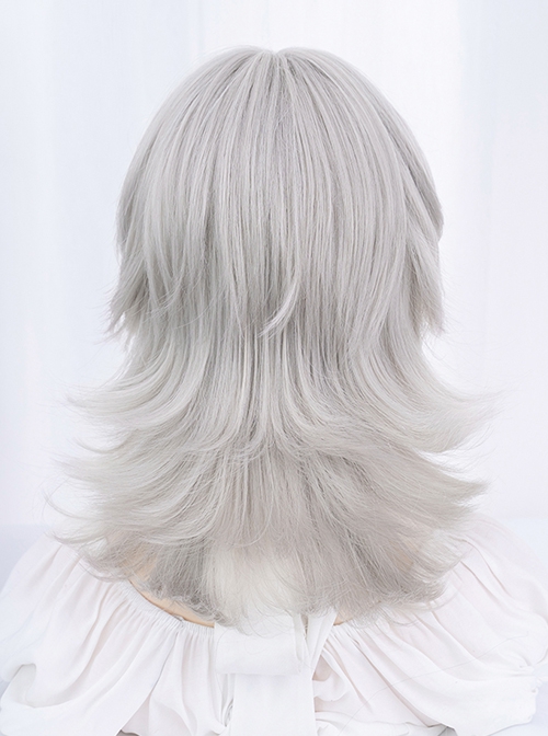 Silver Moonlight New Chinese Style Mullet Head Wolf Tail Handsome Boy Medium Long Hair Ouji Fashion Full Head Wig