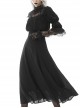 Gothic Style Lace Stand Collar Angel Wings Embroidery Retro Virago Sleeves Black Elegant Dress
