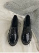 Retro British College Style Black Daily Versatile JK Commute Ouji Fashion Lolita Round Tip Work Mid Heel Shoes