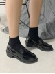 Retro British College Style Black Daily Versatile JK Commute Ouji Fashion Lolita Round Tip Work Mid Heel Shoes