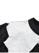 Gothic Style White Bat Wing Collar Metal Cross Decorated Black Puff Long Sleeves Dress