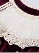 Gothic Style Palace Feel Velvet Beige Lace Splicing Neckline Retro Burgundy Long Sleeves Dress