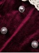 Gothic Style Palace Feel Velvet Beige Lace Splicing Neckline Retro Burgundy Long Sleeves Dress