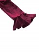 Gothic Style Palace Feel Velvet Beige Lace Splicing Neckline Retro Burgundy Long Sleeves Dress