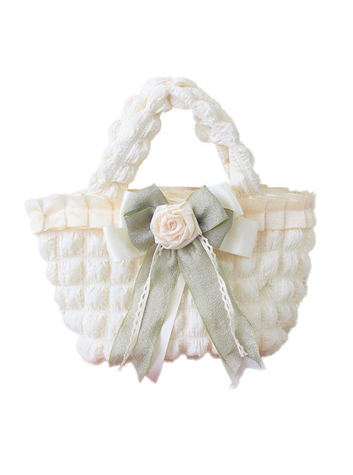 Milk Puff Soft Bubble Clouds Polychromatic Ruffles Bowknot Versatile Daily Lady Sweet Lolita Handbag