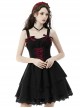 Gothic Style Sweet Burgundy Velvet Strapped Bowknot Lace Embellished Black Suspender Doll Dress