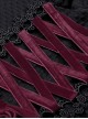 Gothic Style Sweet Burgundy Velvet Strapped Bowknot Lace Embellished Black Suspender Doll Dress