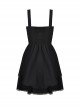 Gothic Style Sweet Burgundy Velvet Strapped Bowknot Lace Embellished Black Suspender Doll Dress