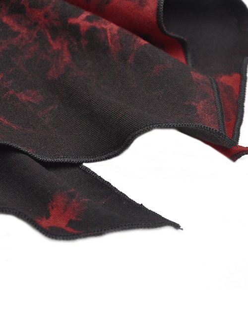 Punk Style Rock Cool Irregular Torn Mesh Hem Sexy Black And Red Tie-Dye Suspender Dress