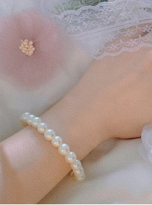 Daily Simple Versatile Girl Palace Noble Retro Classic Lolita Imitation Glossy Mellow White Pearl Bracelet