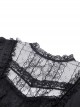 Gothic Style Lace Stand-Up Collar And Metal Cross Decoration Sweet Puff Sleeves Black Dress