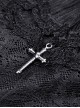 Gothic Style Lace Stand-Up Collar And Metal Cross Decoration Sweet Puff Sleeves Black Dress