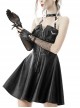 Punk Style Metal Buckle Zipper Decoration Cool Black Leather Suspender Halter Dress