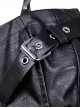 Punk Style Metal Buckle Zipper Decoration Cool Black Leather Suspender Halter Dress