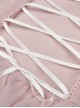 Gothic Style Cute Bowknot Ruffle Decoration Light Mesh Cross Strap Sweet Pink Suspender Dress