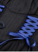 Gothic Style Blue Ribbon Bowknot Skirt Ruffled Black Cute Short Puff Sleeves Baby Doll Dress