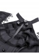 Gothic Style Ribbon Bow Retro Palace Style Bowknot Tie Black Halter Neck Puff Sleeves Mini Dress