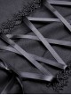 Gothic Style Ribbon Bow Retro Palace Style Bowknot Tie Black Halter Neck Puff Sleeves Mini Dress