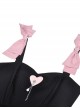 Gothic Style Sweet Pink Bowknot Leather Heart Decoration Pearl Pendant Embellished Black Suspender Doll Dress