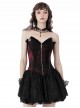 Gothic Style Red Off Shoulder Metal Cross Zipper Cross Strap Black Sexy Tube Top Waist Mini Dress