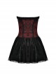Gothic Style Red Off Shoulder Metal Cross Zipper Cross Strap Black Sexy Tube Top Waist Mini Dress