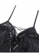 Gothic Style Retro Ruffled Low Collar Lace Short Front Long Back Hem Sexy Black Suspender Dress