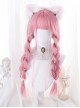 Two Dimensions Comic Style Cosplay Flat Bangs Cute Pink Long Straight Hair Sweet Lolita Full Head Wig