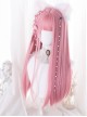 Two Dimensions Comic Style Cosplay Flat Bangs Cute Pink Long Straight Hair Sweet Lolita Full Head Wig