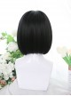 Black Internal Buckle Daily Cute Doll Head Flat Bangs Student Short Straight Wig Classic Lolita Full Head Wig