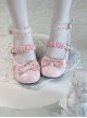 Miss Yunai Series Cute Girlish Daily Elegant Pleated Webbing Bowknot Pearl Sweet Lolita Round Toe Medium High Heel Shoes