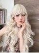 Japanese Style Harajuku Soft Girl Long Light Linen Golden Curly Bangs Hair Sweet Lolita Full Head Blonde Wig