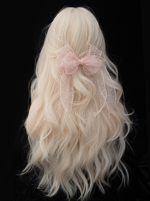 Japanese Style Harajuku Soft Girl Long Light Linen Golden Curly Bangs Hair Sweet Lolita Full Head Blonde Wig