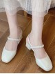 Summer Leisure Elegant French Style Romantic Mary Jane Rhinestone Pearl Square Toe Thick High Heel Shoes