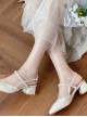 Summer Leisure Elegant French Style Romantic Mary Jane Rhinestone Pearl Square Toe Thick High Heel Shoes