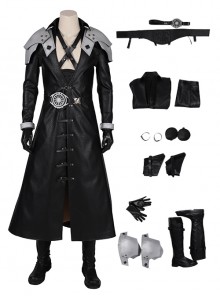 Final Fantasy VII Remake Halloween Cosplay Sephiroth Costume Black Windbreaker Suit Full Set