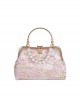 Elegant Chinese Style Pink Sweet Embroidery Mouth Gold Bag Cheongsam Classic Lolita Crossbody Pearl Chain Handbag