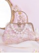 Elegant Chinese Style Pink Sweet Embroidery Mouth Gold Bag Cheongsam Classic Lolita Crossbody Pearl Chain Handbag