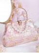 Elegant Chinese Style Pink Sweet Embroidery Mouth Gold Bag Cheongsam Classic Lolita Crossbody Pearl Chain Handbag