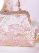 Elegant Chinese Style Pink Sweet Embroidery Mouth Gold Bag Cheongsam Classic Lolita Crossbody Pearl Chain Handbag