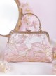 Elegant Chinese Style Pink Sweet Embroidery Mouth Gold Bag Cheongsam Classic Lolita Crossbody Pearl Chain Handbag