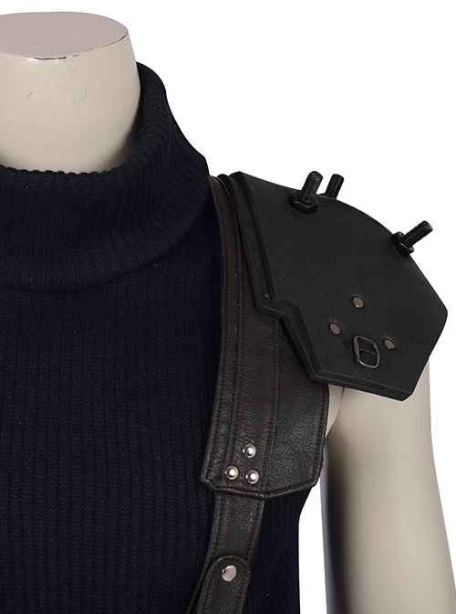 Final Fantasy VII Remake Halloween Cosplay Cloud Strife Dark Blue Version Costume Set Without Boots