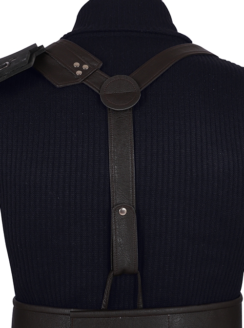 Final Fantasy VII Remake Halloween Cosplay Cloud Strife Dark Blue Version Costume Set Without Boots