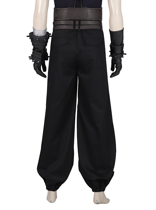 Final Fantasy VII Remake Halloween Cosplay Cloud Strife Dark Blue Version Costume Black Trousers